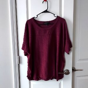 Lane Bryant short sleeve burgundy knit top/sweater 26/28